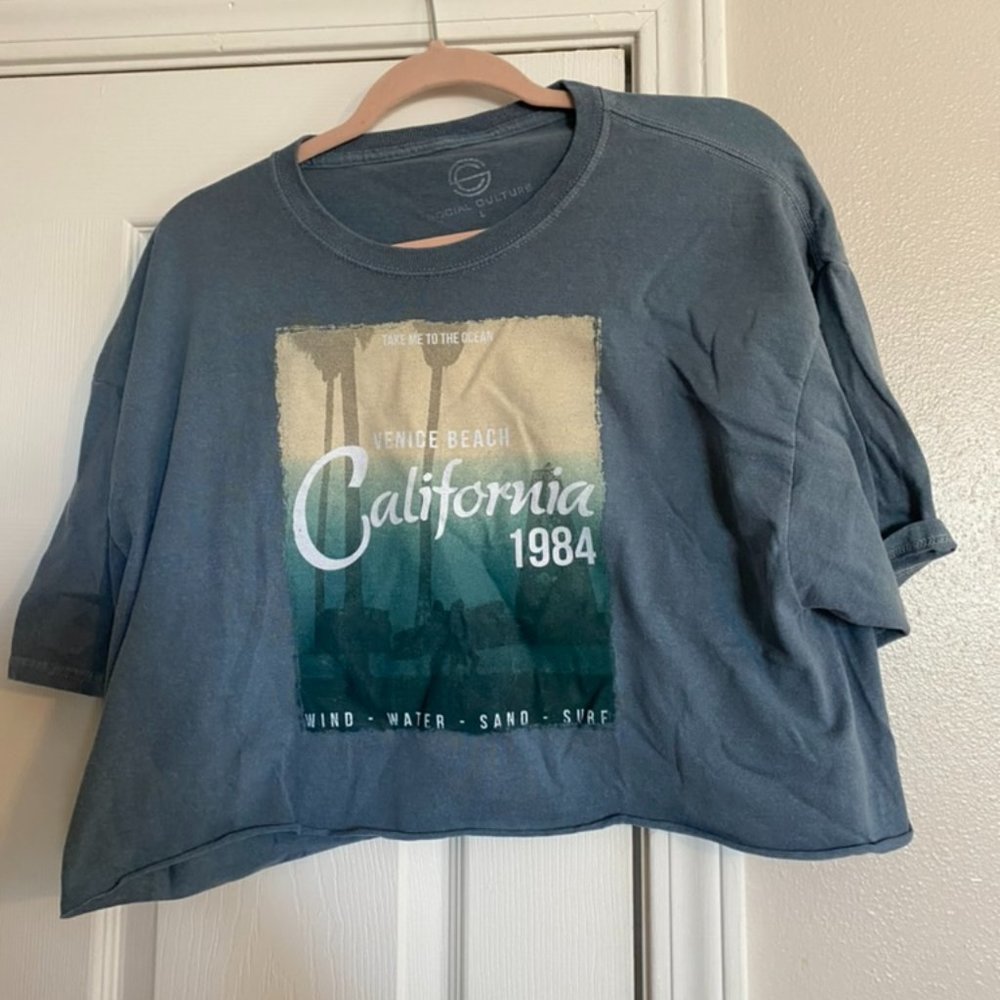 Venice Beach Blue Cropped Tee - Worn Once!